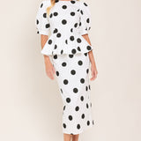 RETRO POLKA DOT WOVEN TOP