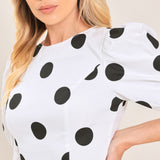 RETRO POLKA DOT WOVEN TOP