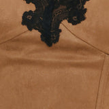 UMBER LACE AFTERGLOW FAUX SUEDE CROP TOP