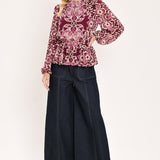 FUCHSIA GARDEN MOTIF WOVEN TOP