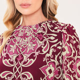 FUCHSIA GARDEN MOTIF WOVEN TOP