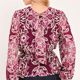 FUCHSIA GARDEN MOTIF WOVEN TOP