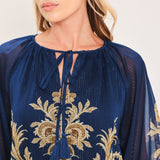 MIDNIGHT HERITAGE FLOW WOVEN TOP