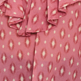 ROSE IKAT RUFFLE WOVEN TOP