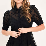 POLKA VEIL ROMANCE WOVEN TOP