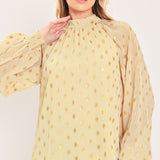 VANILLA GOLDEN HAZE FOIL WOVEN TOP