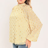VANILLA GOLDEN HAZE FOIL WOVEN TOP
