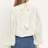 IVORY CLOUD EMBRACE WOVEN JACQUARD TOP