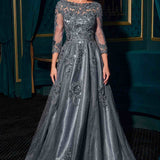 Ladivine J883 Mother of the Bride A-Line Ball Gown Long Sleeve