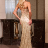 Ladivine J888 Long Strapless Fitted Sweetheart Sequin Bodice Gown