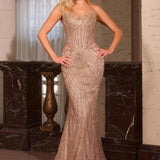 Ladivine J888 Long Strapless Fitted Sweetheart Sequin Bodice Gown
