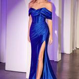 Ladivine KV1115 Dress Off The Shoulder Glitter Dusted Fitted Dress