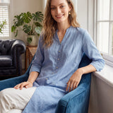100% Linen Hand Button Long Top DILLON