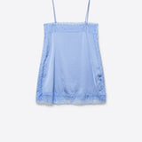 Light Blue Lace Trim Satin Slip top
