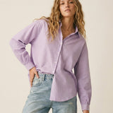 Lilac Stripe Lightweight shirt with embellished with strass