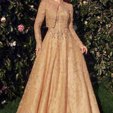 Andrea & Leo MA104 Strapless Embroidered Ball Gown With Removable Jacket