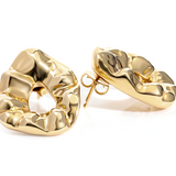 Nathalia Sculpted Hammered Drop Earrings Gold