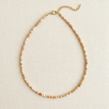 Handmade Natural Stone Beaded Necklace with Moon Pendant