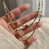 Natural Stone Boho Jewelry Choker Necklace