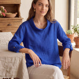 100% Linen Draped Neck Top HOLLIS