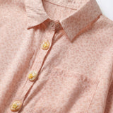 Pink Animal print shirt in sheer fabric with Button-Up Shirt and Pocket