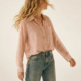 Pink Animal print shirt in sheer fabric with Button-Up Shirt and Pocket