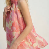 Pink Floral Soft Chiffon Halter Top