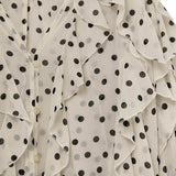 Polka Dot Button-Up chiffon Shirt with Ruffles