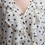 Polka Dot Button-Up chiffon Shirt with Ruffles