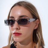 Rectangular Grey Transparent Sunglasses with Dark Smoke Lenses
