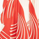 Red abstract print wide-leg trousers
