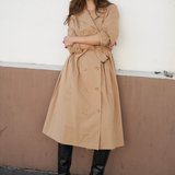 FALLING LEAVES WOVEN MIDI TRENCH COAT