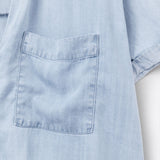 Short Sleeve Tencel Shirt With Chest Pocket in Blue