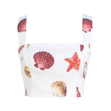 SOTAVENTO TOP IN CONCHITAS IN WHITE PRINT