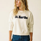 St Barths Navy logo Embroidered Sweatshirt in cream color
