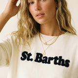 St Barths Navy logo Embroidered Sweatshirt in cream color
