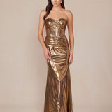 Nox Anabel T1499 Dress Strapless Metallic Satin Fitted Gown