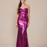 Nox Anabel T1499 Dress Strapless Metallic Satin Fitted Gown