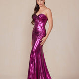 Nox Anabel T1499 Dress Strapless Metallic Satin Fitted Gown