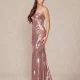 Nox Anabel T1499 Dress Strapless Metallic Satin Fitted Gown