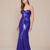 Nox Anabel T1499 Dress Strapless Metallic Satin Fitted Gown