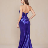 Nox Anabel T1499 Dress Strapless Metallic Satin Fitted Gown