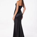 Astee T2001 Fitted Long V-Neckline Halter Top Evening Gown