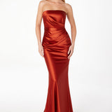 Astee T2006 Tea Length Satin Dress Cut Out Cowl-Like Back