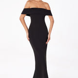 Astee T2011 Off the Shoulder Fitted Evening Gown Back Slit