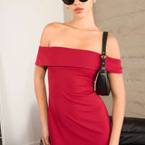 Astee T2011 Off the Shoulder Fitted Evening Gown Back Slit