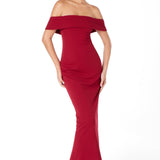 Astee T2011 Off the Shoulder Fitted Evening Gown Back Slit