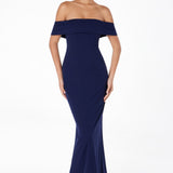 Astee T2011 Off the Shoulder Fitted Evening Gown Back Slit
