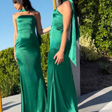Astee T2012 Strapless Fitted Mermaid Gown with Scarf