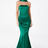 Astee T2012 Strapless Fitted Mermaid Gown with Scarf